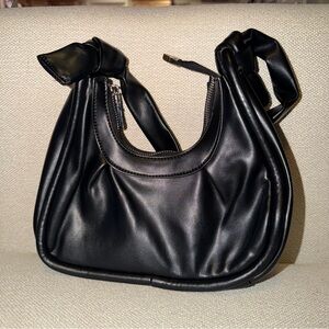 Elegant Black Faux Leather Women's Shoulder Bag